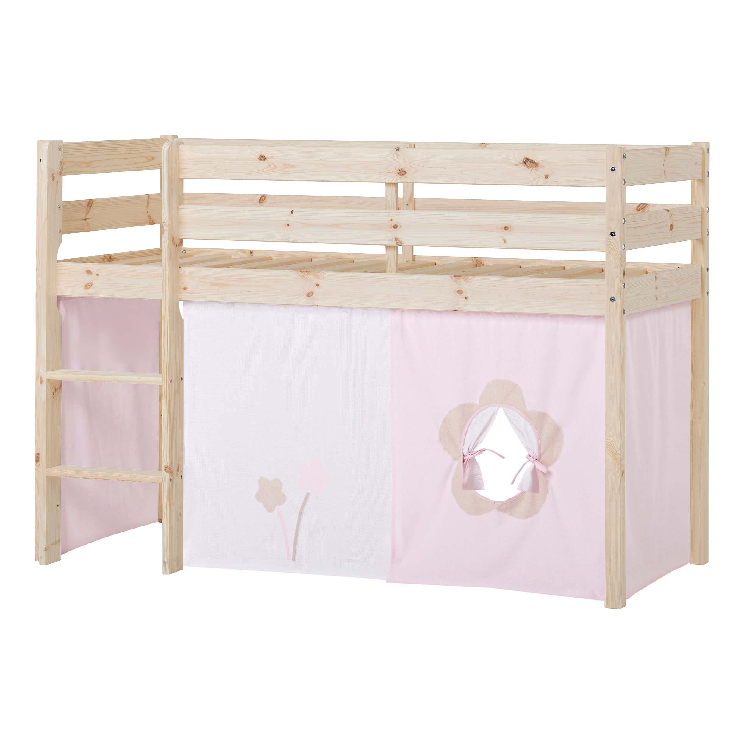 Hoppekids ECO Comfort Mid sleeper bed with Fairytale Flower Bed curtains 