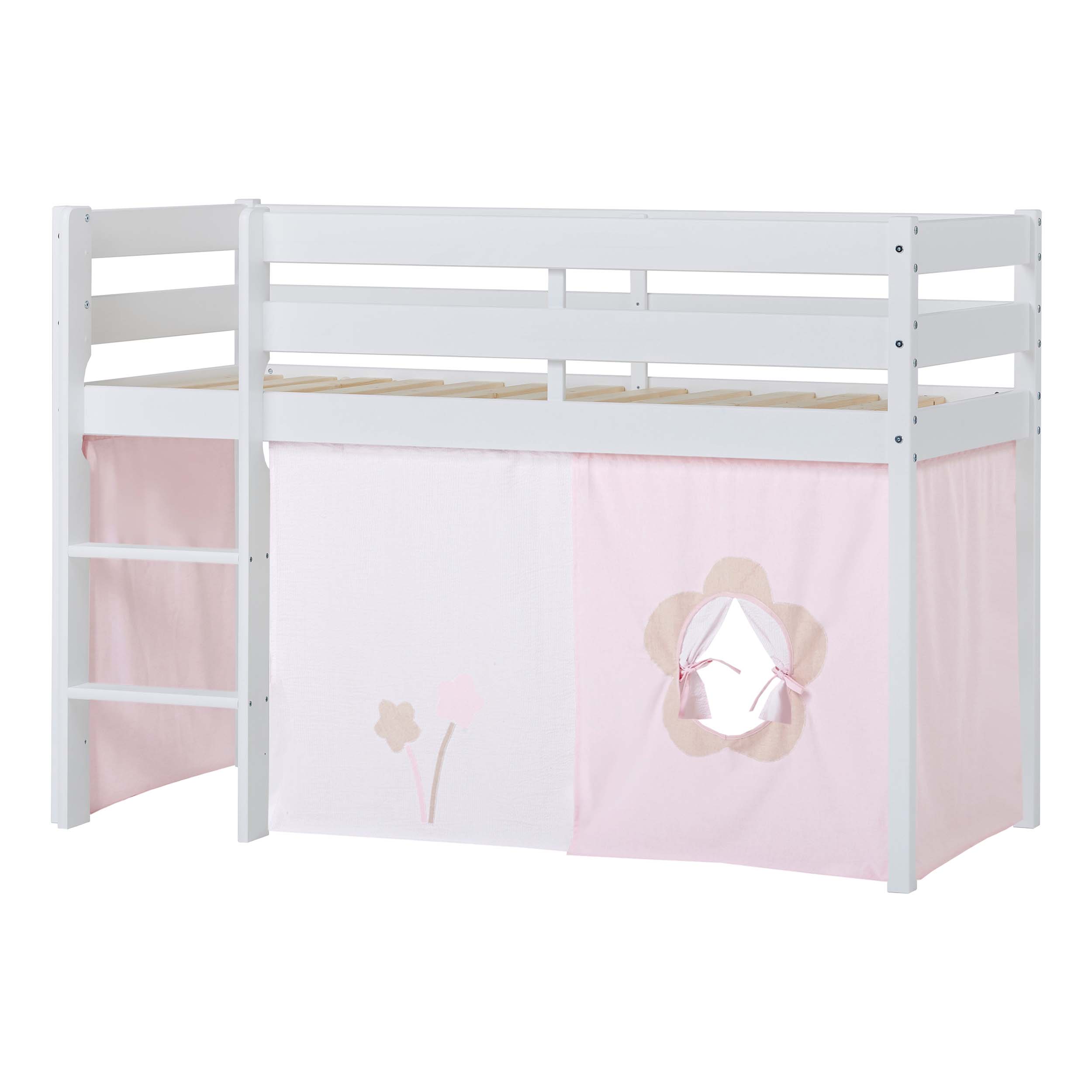 Hoppekids ECO Comfort Mid sleeper bed with Fairytale Flower Bed curtains 