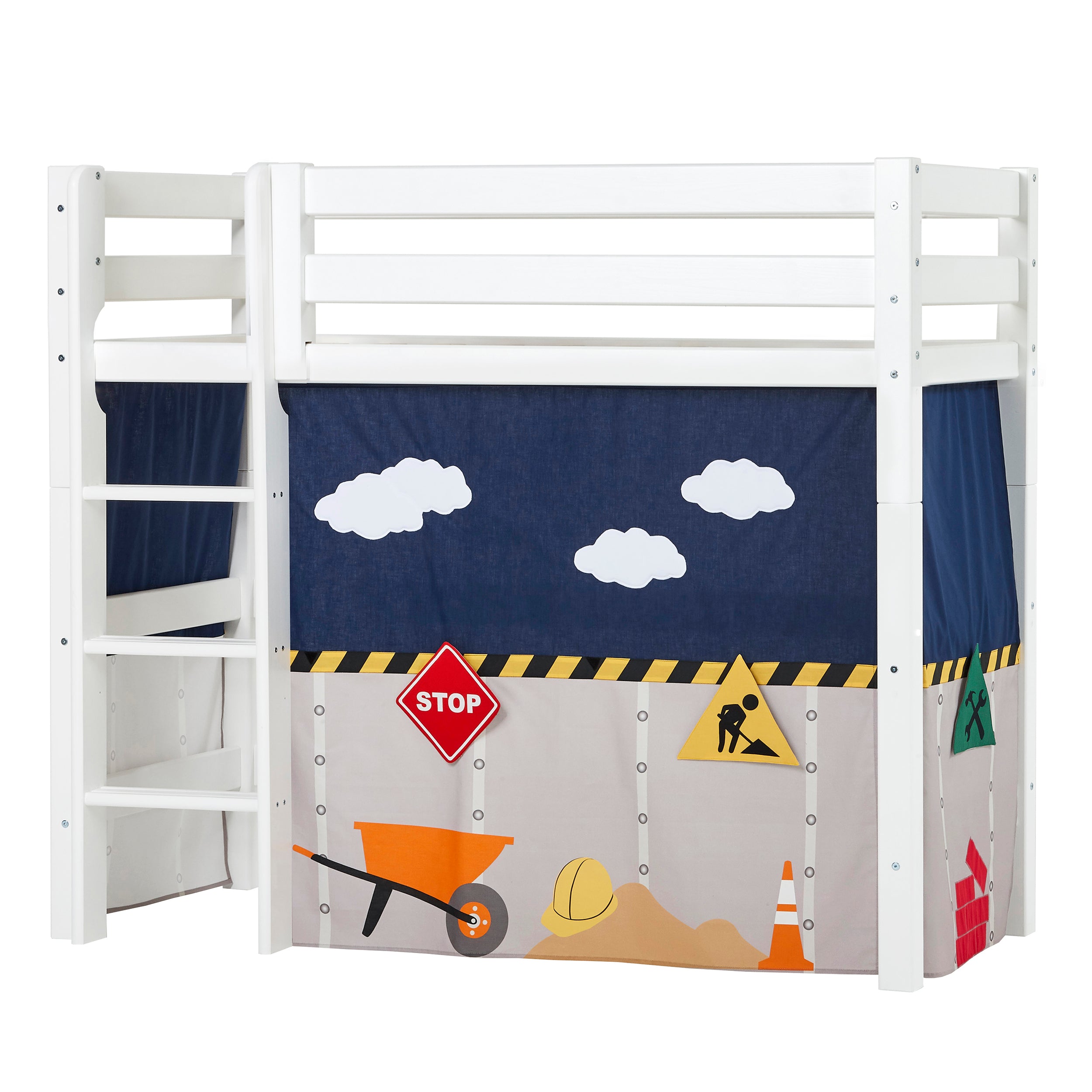 Hoppekids ECO Luxury High sleeper bed with Construction Bed curtains 