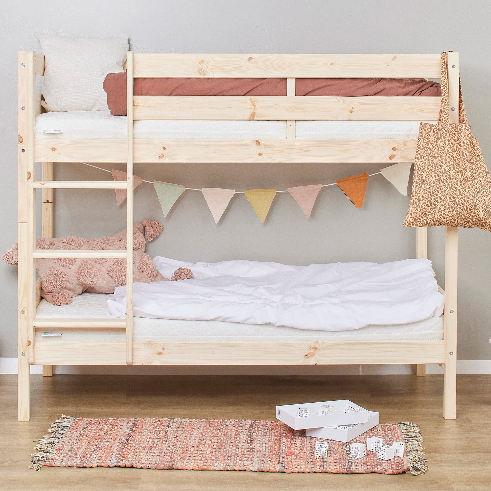 Hoppekids ECO Comfort Łóżko piętrowe z 2 materacami 70x160 cm 