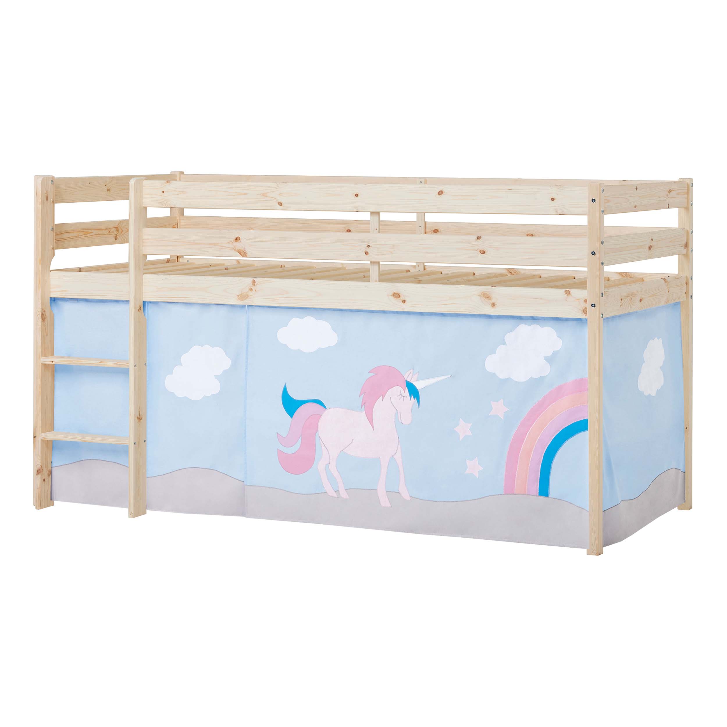 Hoppekids ECO Comfort Halbhochbett mit Unicorn Betthimmel 