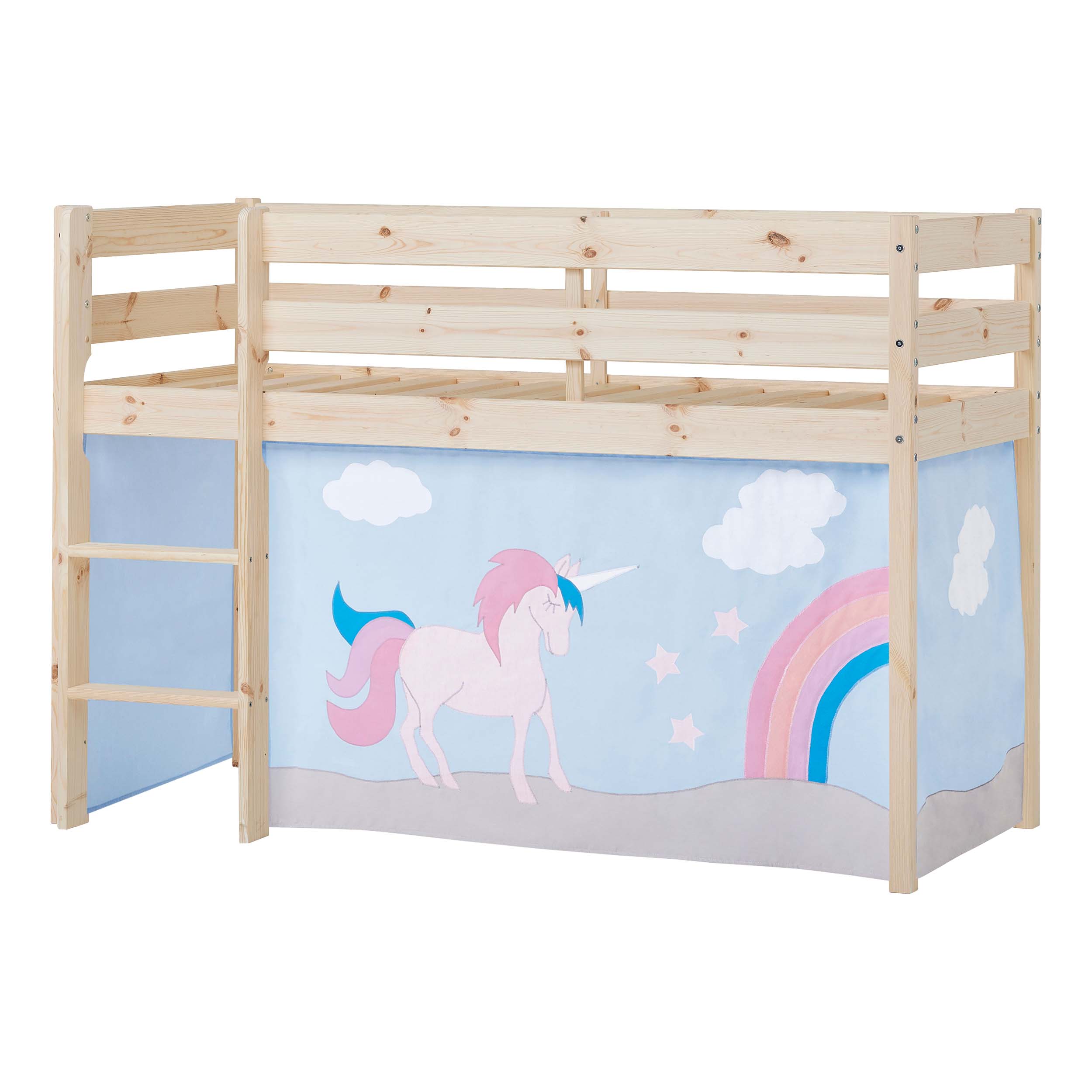 Hoppekids ECO Comfort Halbhochbett mit Unicorn Betthimmel 