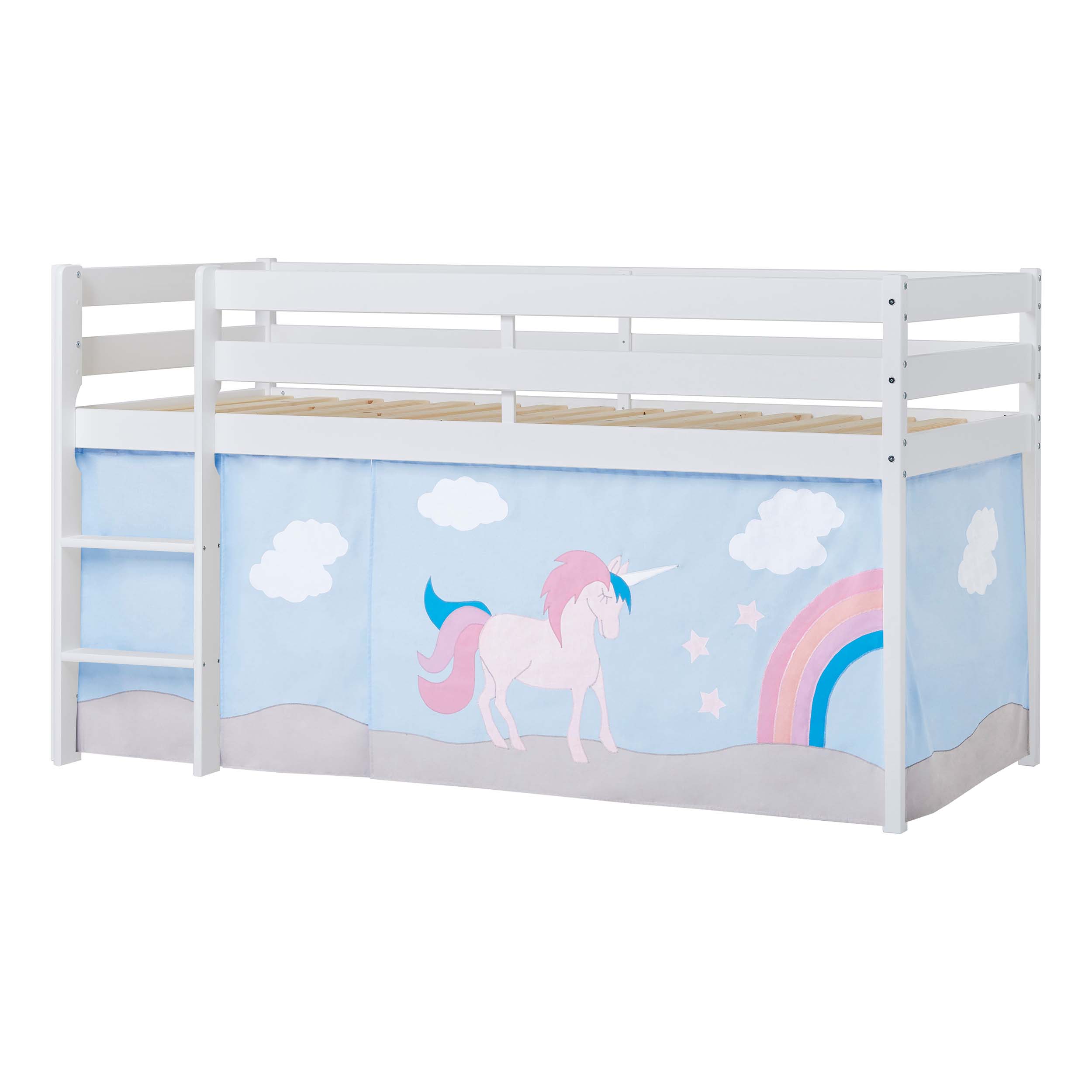 Hoppekids ECO Comfort Halbhochbett mit Unicorn Betthimmel 