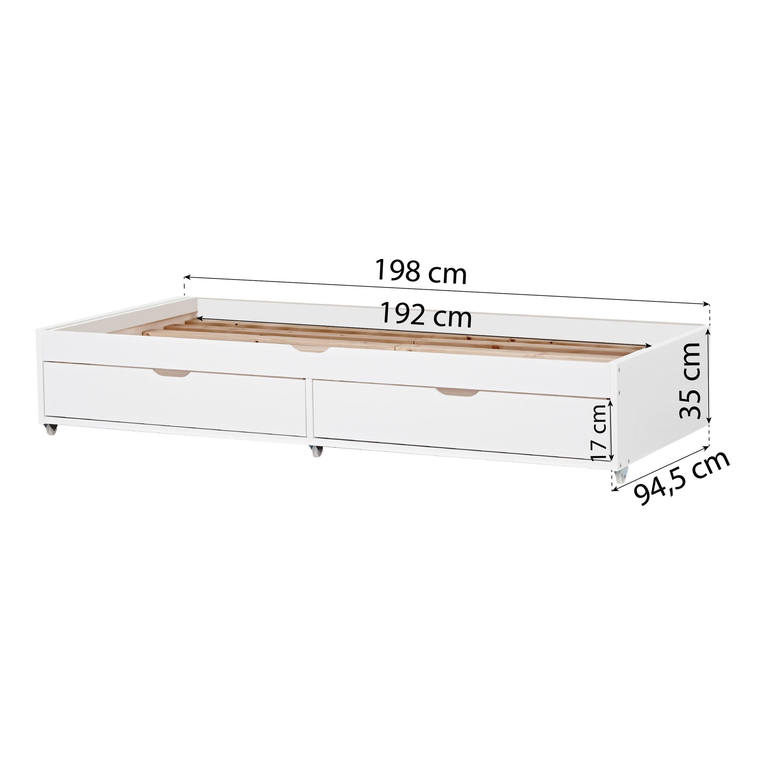 Letto per bambini 90x190 cm in legno bianco e naturale con letto estraibile  - Dinasty
