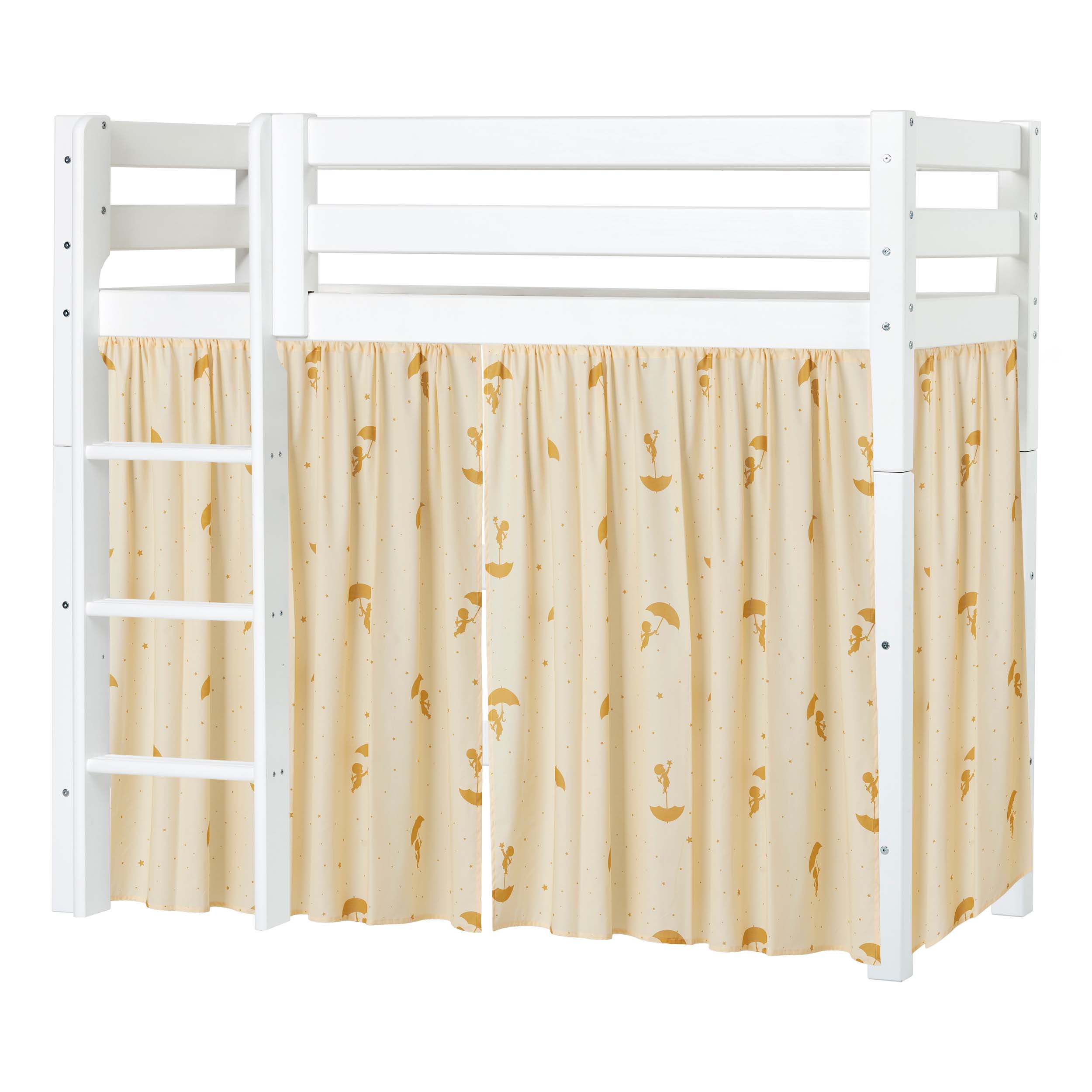 Hoppekids ECO Luxury High sleeper bed with Gold Ole Lukoie Bed curtains 