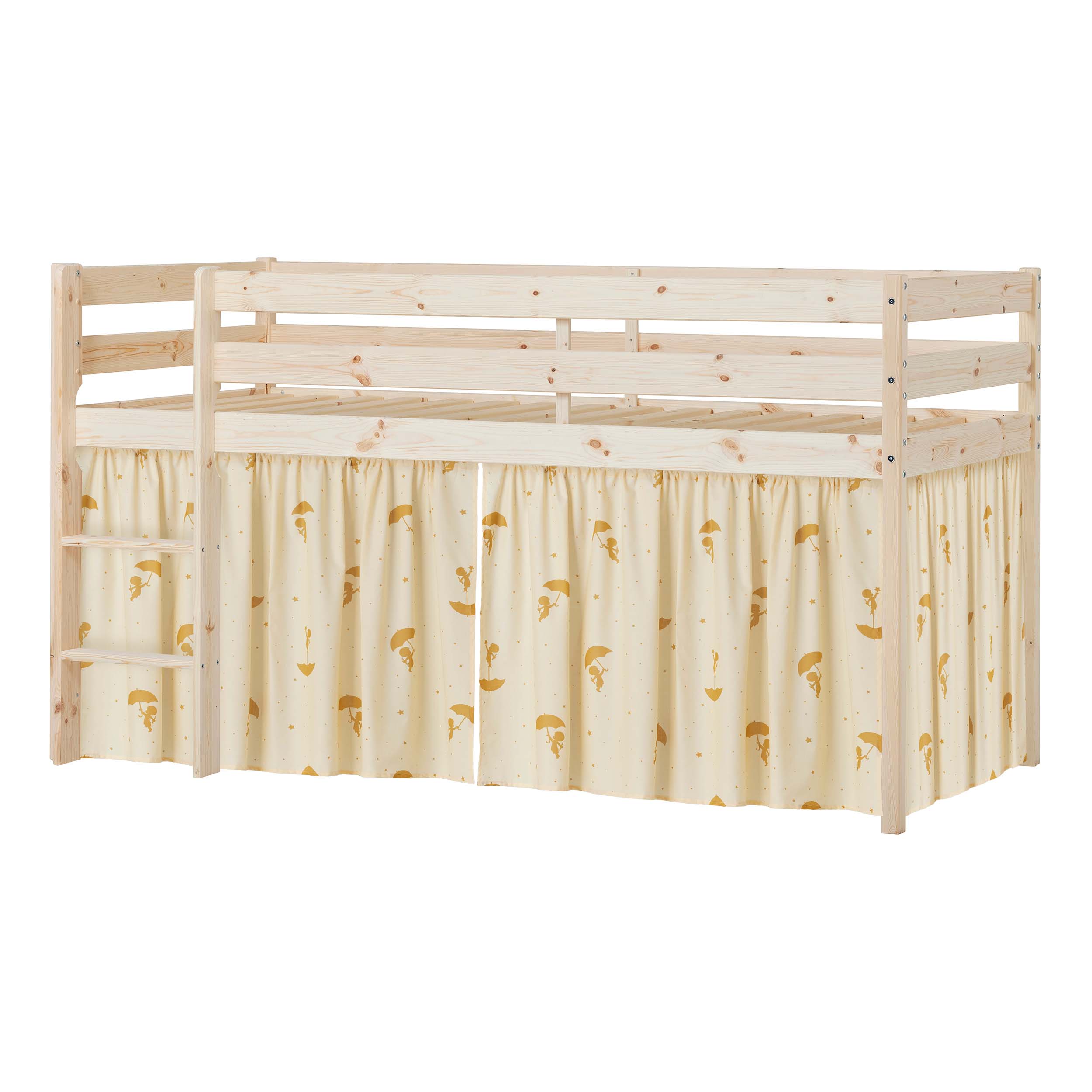 Hoppekids ECO Comfort Mid sleeper bed with Yellow Ole Lukoie Bed Curtains 