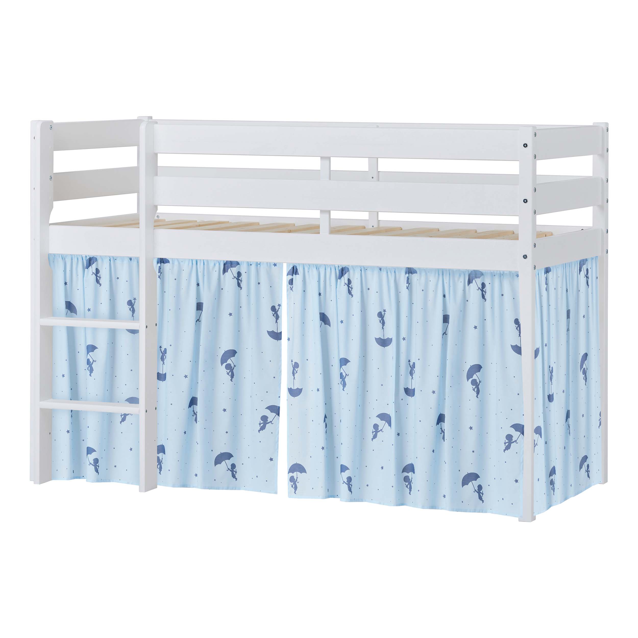 Hoppekids ECO Comfort Halfhoogslaper met Blauw Ole Lukoie Bedgordijnen 