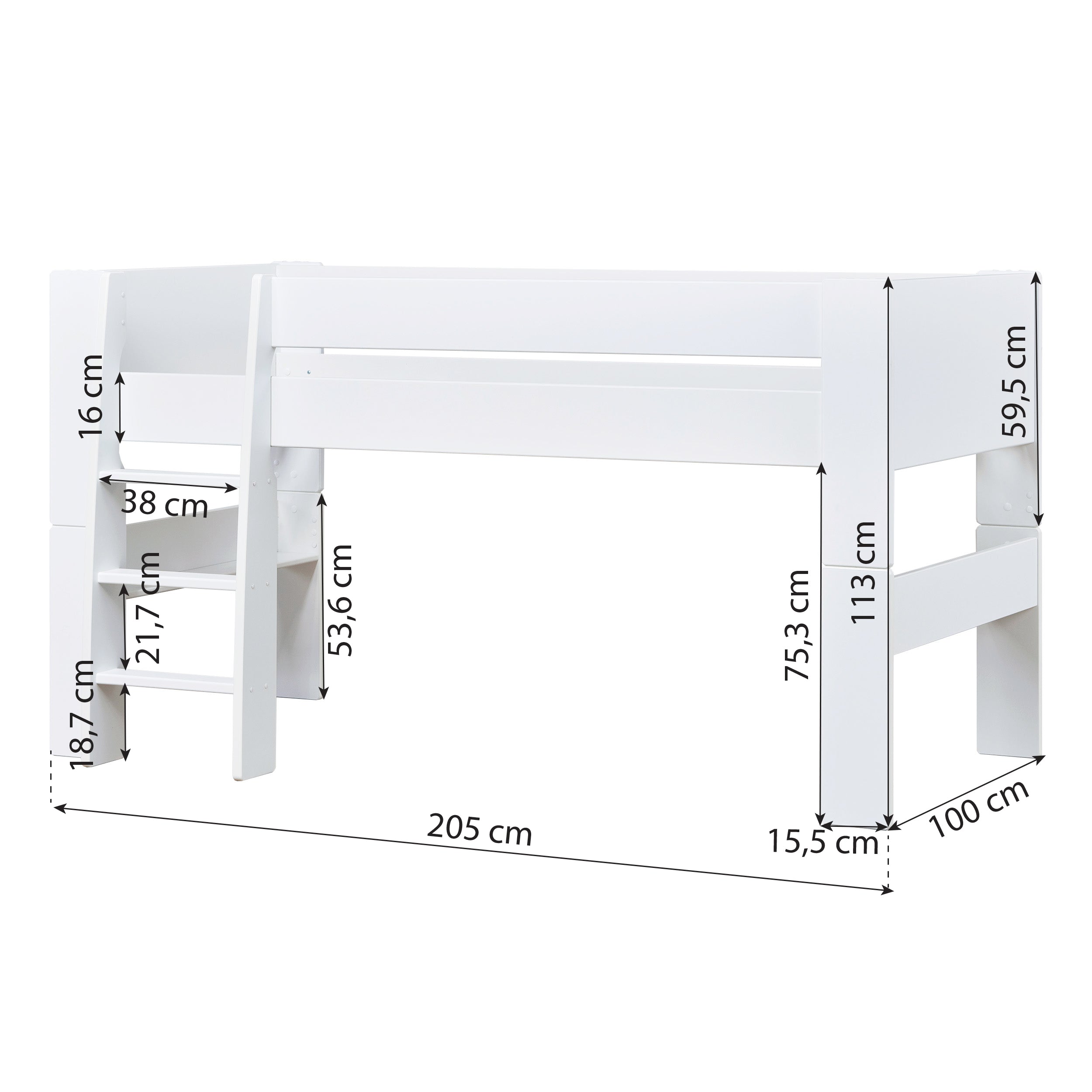 Hoppekids SFK Modul zu Halbhochbett 90x200 cm, Weiß 