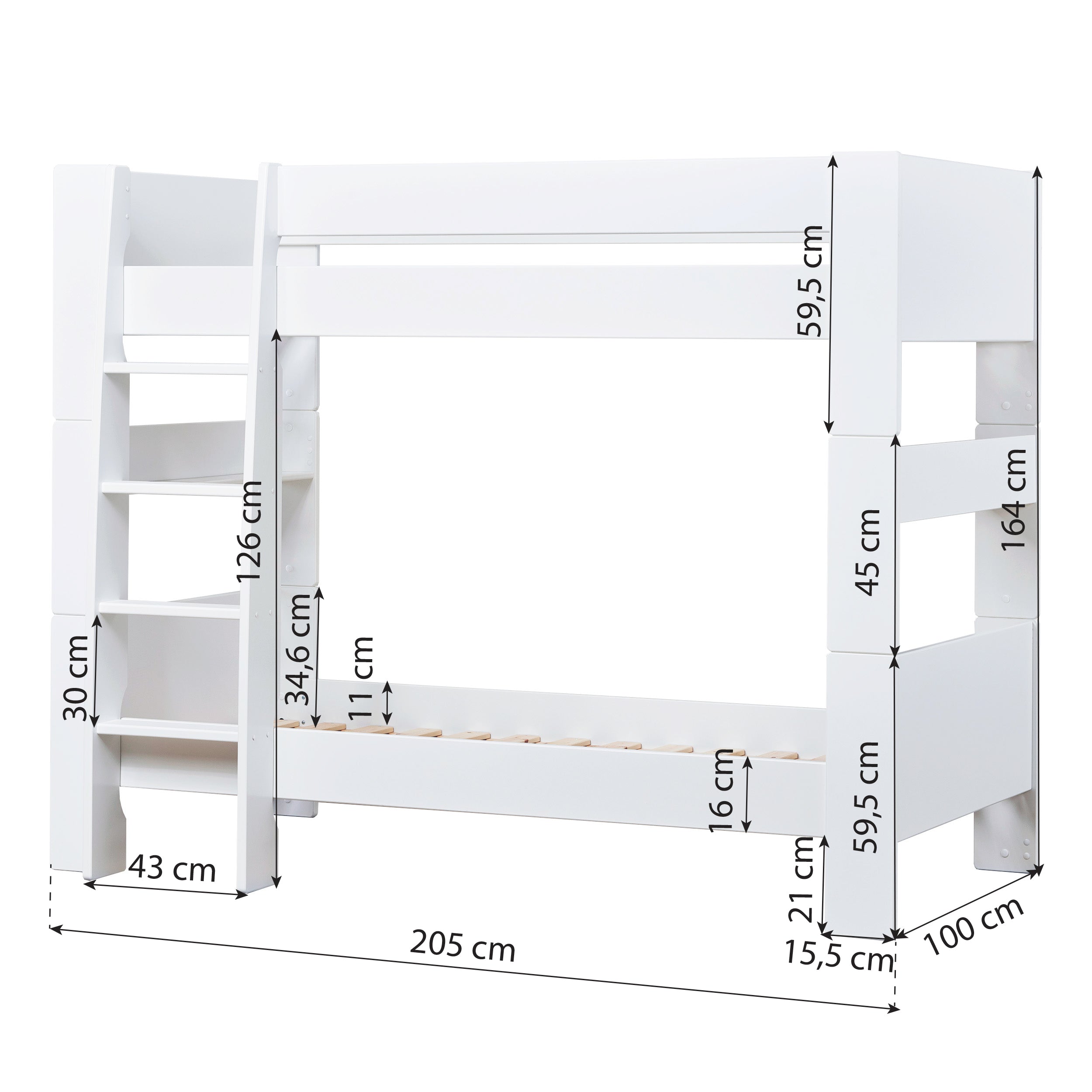 Hoppekids SFK Modul til Køyeseng 90x200 cm, Hvit