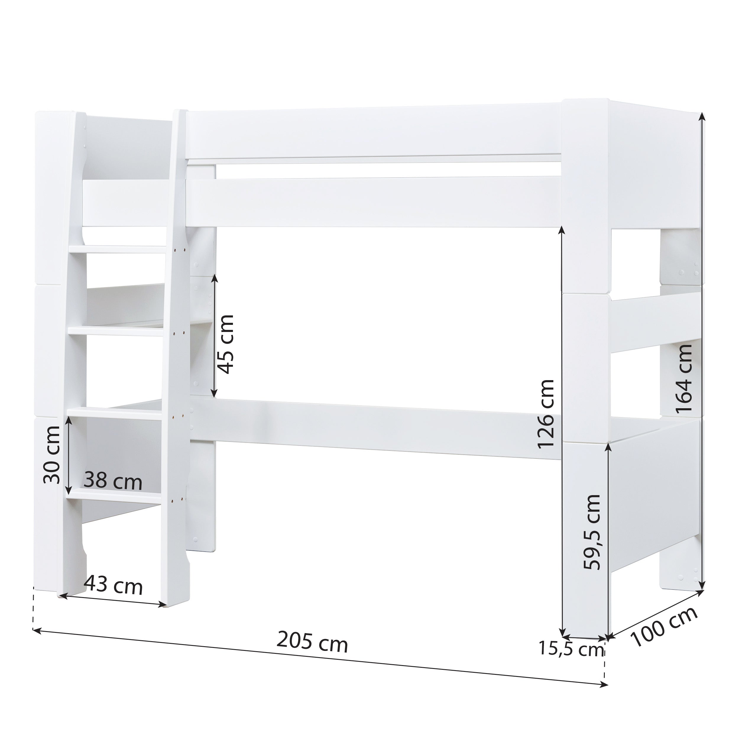 Hoppekids SFK High Bed 90x200 cm, White