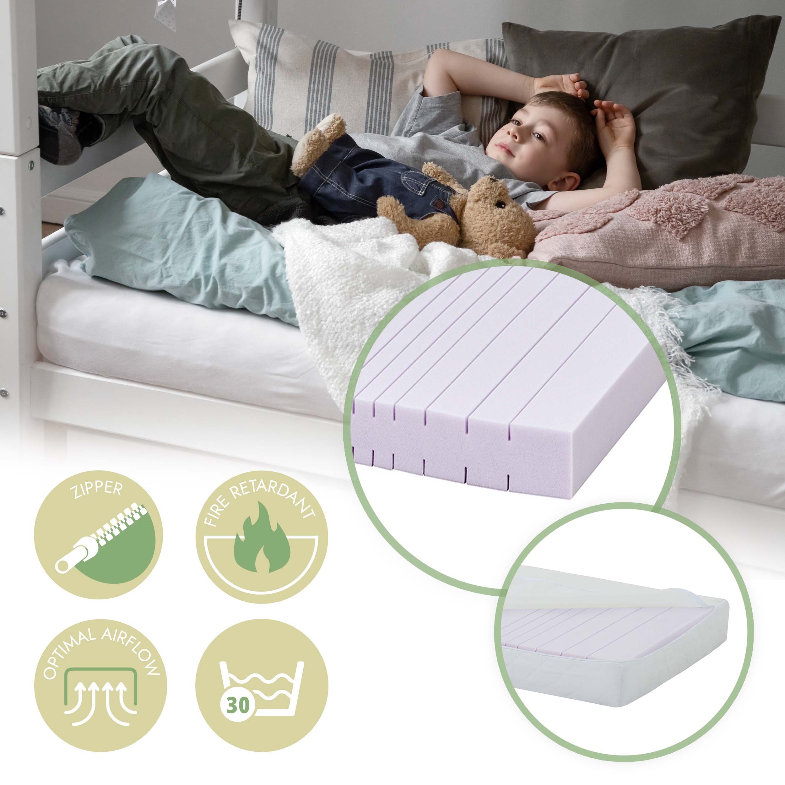 Hoppekids ECO Comfort Køjeseng med 2 Madrasser 70x160 / 90x200